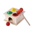 Wooden Hammer Ball Knock Pounding Bench with Box Case Fine Motor and Dexterity Skills Early Educational Toy Set for Kids 3+ Years (Hammer Ball)
