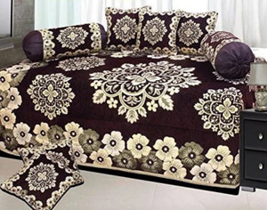 shopgallery chenille floral diwan set brown