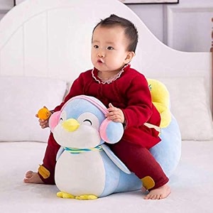 penguin shape baby soft plush cushion baby sofa seat or rocking chair for kids0 to 4 years - sky