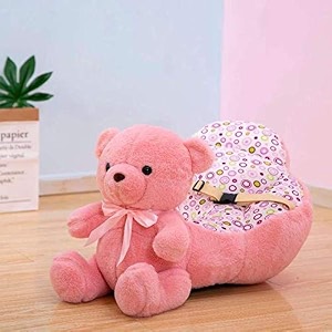 teddy shape baby soft plush cushion baby sofa seat or rocking chair for kids0 to 4 years - pink teddy