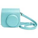Shopizone Classic Vintage Pu Leather Travel Compact Case with Strap : Compatible with Instax Mini 9/8 / 8+ (Ice Blue)