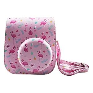 shopizone classic vintage pu leather compact case with strap for fujifilm instax mini 98 8 kaleidoscope -multi color