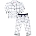 Unisex Pure Cotton Checkered Full Sleeved Night Suit for Boys and Girls Full Pyjama and Top Combo Set (SM-00332UNISEXSWPT White)
