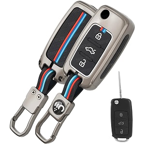 shopoflux metal key cover compatible for skoda amp volkswagen cars octavia laura superb fabia rapid polo vento jetta ameo passat 3 button flip key