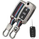 SHOPOFLUX Metal Key Cover Compatible for Skoda &amp; Volkswagen Cars Octavia, Laura, Superb, Fabia, Rapid, Polo, Vento, Jetta, Ameo, Passat 3 Button Flip Key