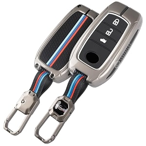 shopoflux metal key cover compatible with toyota fortuner  fortuner legender  innova hycross  invicto 3 button smart key metal black silicone