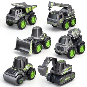 shopoflux unbreakable excavator cranetruckmixerbulldozerroadroller engineering toy vehicle for children pack 6 metal truck pack of 6 black