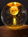SHOPOGENIX 3D Crystal Ball Lamp | Night Light with Wooden Base | Moon Landing Style-L206 Night Lamp