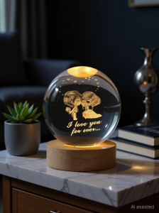 shopogenix 3d lovers crystal ball night light24 inch glass ball with led wood base lamp night lamp
