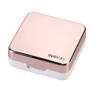 eyekan travel contact lens plastic case box with mirror rose gold pink