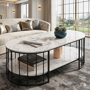 Shoppee Modern 2-Tier Center Table with Marble