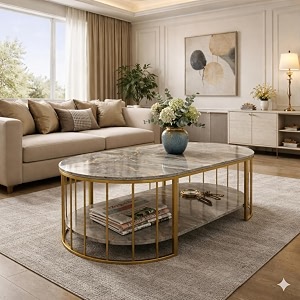 Shoppee Modern 2-Tier Center Table with Marble
