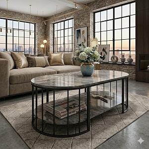 Shoppee Modern 2-Tier Center Table with Marble