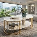 Shoppee Modern 2-Tier Center Table with Marble