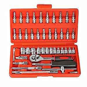 shopper52 metal 46 pcs screwdriver kit and multi-purpose combination tool case precision socket set  durable wrench tool set  for diy projects automotive furniture amp appliance - 46pctk