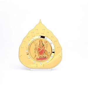 goddess maa durga idol in golden leaf car dashboard  showpiece dcor