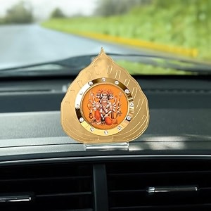 panch mukhi hanuman ji idol in golden leaf for car dashboard  showpiece dcor