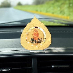 sai baba idol in golden leaf for car dashboard  showpiece dcor