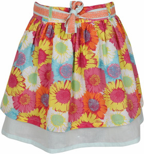 shoppertree girls floral print layered multicolor skirt