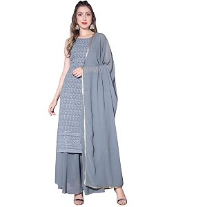 SHOPPING QUEEN Womens Georgette Chikankari Kurta Set