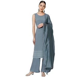 SHOPPING QUEEN Womens Rayon Chikankari Lucknowi Kurta