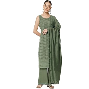 SHOPPING QUEEN Womens Rayon Chikankari Lucknowi Kurta