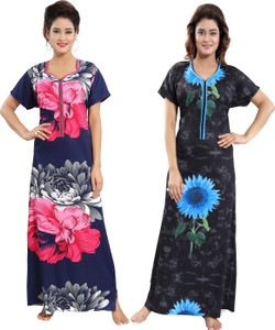 shopping station pack of 2 women nighty black blue