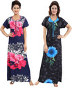 SHOPPING STATION Pack of 2 Women Nighty (Black, Blue)