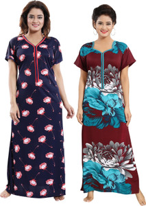 shopping station pack of 2 women nighty blue maroon