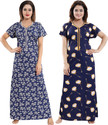 SHOPPING STATION Pack of 2 Women Nighty (Blue)