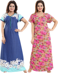 shopping station pack of 2 women nighty multicolor