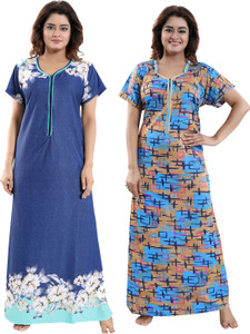 shopping station pack of 2 women nighty blue beige