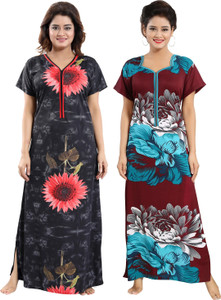 shopping station pack of 2 women nighty multicolor