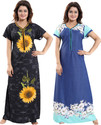 SHOPPING STATION Pack of 2 Women Nighty (Blue, Black)