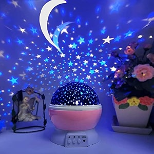 star master rotating 360 degree moon night light lamp projector with colors and usb cablelamp for kids room night bulb multicolor - pack of 01