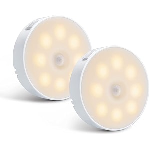 sensor light for home with usb charging wireless self adhesive led night lamp rechargeable body sensor light for hallway wardrobe bedroom stairs bathroom warm white pack of 2