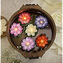 Water Floating Lotus Flower Smokeless Candles &amp; Lotus Flowers Sensor LED T-Light Unbreakable for Outdoor &amp; Indoor Indian Festival Decoration, (Pack of 03)