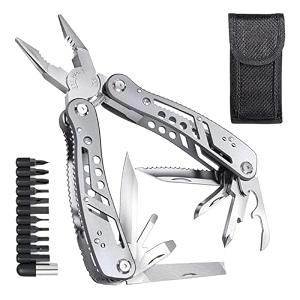 shoppofobix 24 in 1 multi-function plier tools made of stainlesssteel with 11 screwdriver bits safety hookbottle openermultifunction pliers