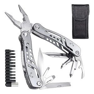 shoppofobix 24 in1 multi-function plier tools made of stainlesssteel with 11 screwdriver bits safety hookbottle openermultifunction pliers 24 in 1 multi-function plier