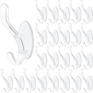shoppofobix adhesive hooks 132lbmax heavy duty self adhesive hooks transparent waterproof and oilproof wall hooks for kitchen bathroom shower door outdoor 2 in 1 transparent 5