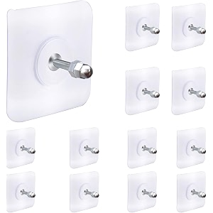 shoppofobix adhesive hooks 132lbmax heavy duty self adhesive hooks transparent waterproof and oilproof wall hooks for kitchen bathroom shower door outdoor nail hook 10