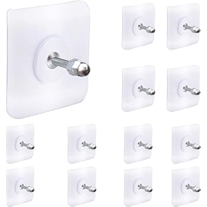 shoppofobix adhesive hooks 132lbmax heavy duty self adhesive hooks transparent waterproof and oilproof wall hooks for kitchen bathroom shower door outdoor nail hook 15