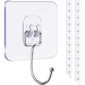 shoppofobix adhesive hooks 132lbmax heavy duty self adhesive hooks transparent waterproof and oilproof wall hooks for kitchen bathroom shower door outdoor big transparant 5