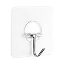 SHOPPOFOBIX Adhesive Hooks 13.2LB(Max) Heavy Duty Self Adhesive Hooks Transparent Waterproof and Oilproof Wall Hooks for Kitchen Bathroom Shower Door Outdoor (Transparent Round, 15)