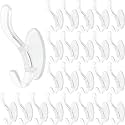 SHOPPOFOBIX Adhesive Hooks 13.2LB(Max) Heavy Duty Self Adhesive Hooks Transparent Waterproof and Oilproof Wall Hooks for Kitchen Bathroom Shower Door Outdoor (2 in 1 Transparent, 5)