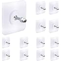 SHOPPOFOBIX Adhesive Hooks 13.2LB(Max) Heavy Duty Self Adhesive Hooks Transparent Waterproof and Oilproof Wall Hooks for Kitchen Bathroom Shower Door Outdoor (Nail Hook, 10)