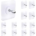 SHOPPOFOBIX Adhesive Hooks 13.2LB(Max) Heavy Duty Self Adhesive Hooks Transparent Waterproof and Oilproof Wall Hooks for Kitchen Bathroom Shower Door Outdoor (Nail Hook, 15)