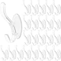 SHOPPOFOBIX Adhesive Hooks 13.2LB(Max) Heavy Duty Self Adhesive Hooks Transparent Waterproof and Oilproof Wall Hooks for Kitchen Bathroom Shower Door Outdoor (2 in 1 Transparent, 10)