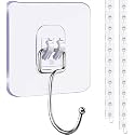 SHOPPOFOBIX Adhesive Hooks 13.2LB(Max) Heavy Duty Self Adhesive Hooks Transparent Waterproof and Oilproof Wall Hooks for Kitchen Bathroom Shower Door Outdoor (Big Transparant, 5)
