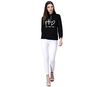 Womens Printed Sweatshirt with Hoodie- Abstract Print-Stylish